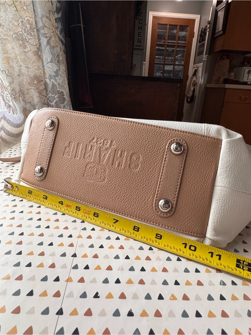 Alviero Martini Two-Tone Beige and White Leather Tote
